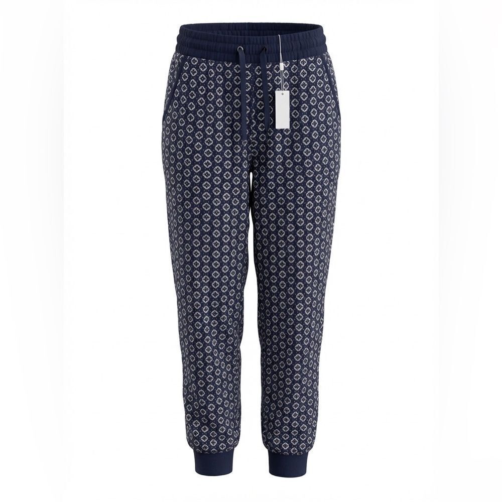 MAX STUDIO WOMENS ATHLETIC PANTS SIZE L BLUE WITH DESIGN